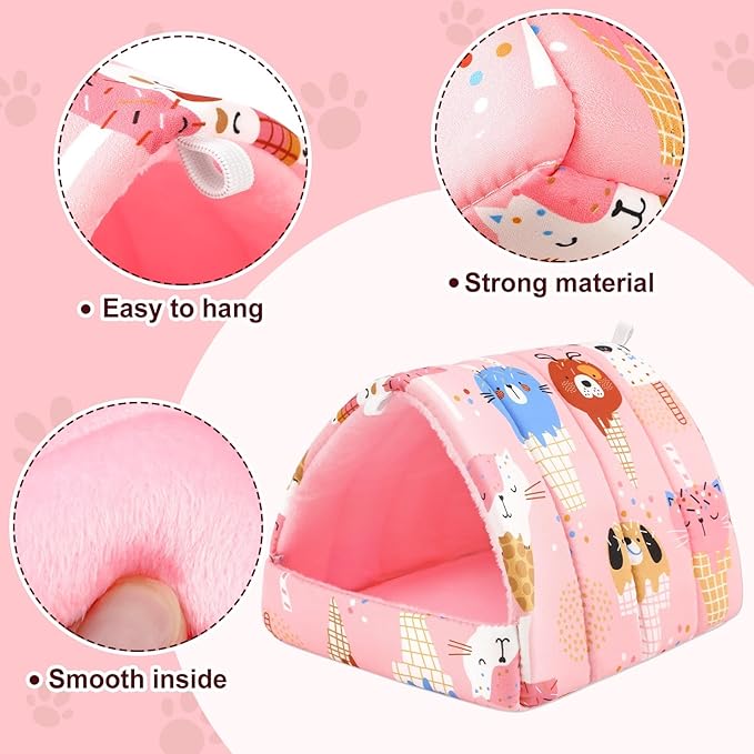UPINS 2 Pack Guinea Pig Hideout,Guinea Pig Bed Washable Small Animal House Cage Accessories for Mouse Chinchillas Hamsters Hedgehogs Ferrets Bearded Dragons and Rats(Ocean Ice Cream)