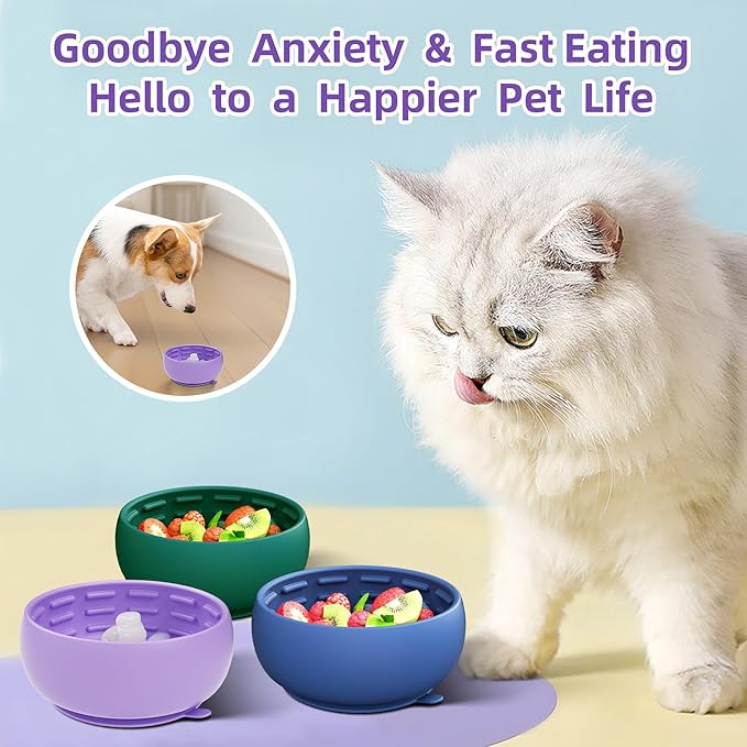 Deep Green Slow Feeder Dog Bowl for Large Breed & Puppies - Prevents Bloat & Improves Digestion - Non-Slip Dog Puzzle Toy with Suction, Made of Food-Grade Silicone