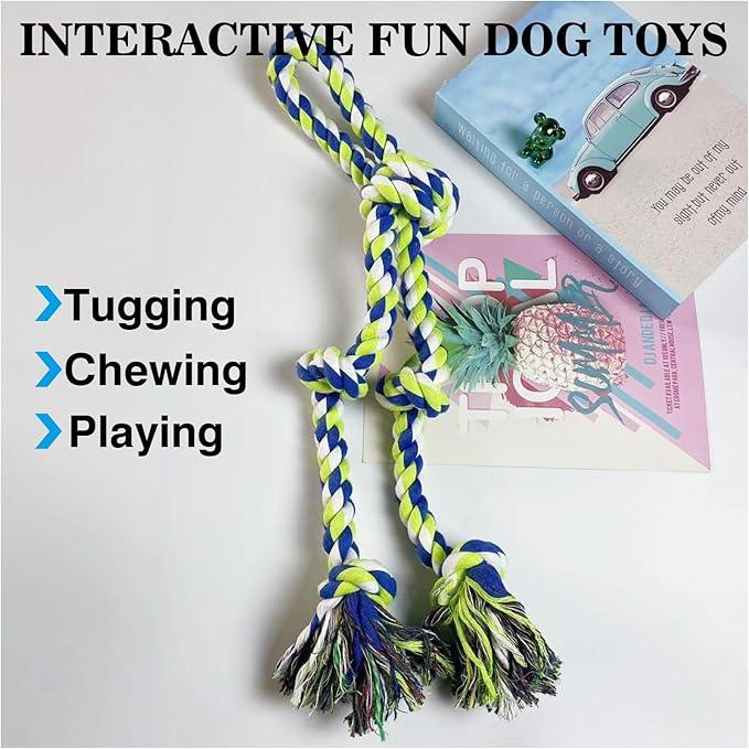 Rope Toy for Dogs,Large Dog Rope Toys for Aggressive Chewers, Heavy Duty Dog Toys for Large Medium Breed, Indestructible Tough Chew Toys Tug of War Dog Toy Cotton Rope for Teeth Cleaning