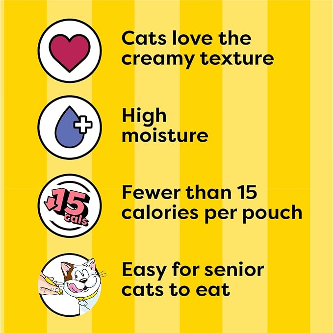 Temptations Creamy Puree Squeezable Lickable Wet Cat Treats with Salmon, 0.42 oz. Tubes, 24 Count