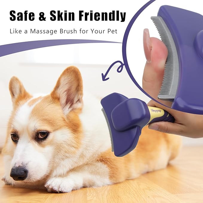 HOP Dog Deshedding Brush for Short Haired Dogs Cats Pets Professional Deshedding Tool Anti-Slip Handle & Detachable Head Highly Effective Deshedder Grooming Home of Paws