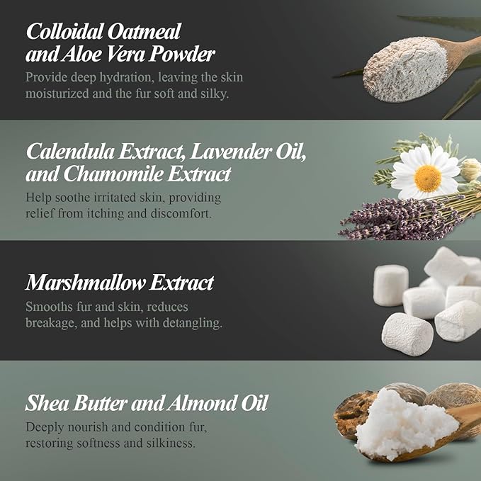 Natural Itch Relief Dog Shampoo – Hypoallergenic & Anti-Itch, Soothes Dry, Sensitive Skin, Oatmeal & Aloe, Lavender Scent, Tear-Free, Safe for Puppies & All Breeds, Made in USA by Hamish&Boyo