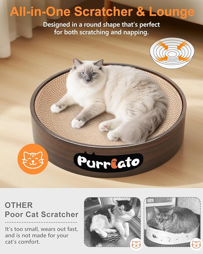 Cat Scratcher, Cardboard Cat Scratchers for Indoor Cats, Large Cat Scratching Board, Round Bowl Cat Scratch Pad Bed (Gothic)
