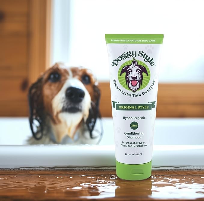 DOGGY STYLE β Dry Skin & Itch Relief Pet Shampoo + Conditioner for Dogs, Hypoallergenic Puppy Wash, Plant-Based with Coconut Oils & Olive Oils to Rid of Irritated Skin Issues, Tear-Free & Anti-Dander