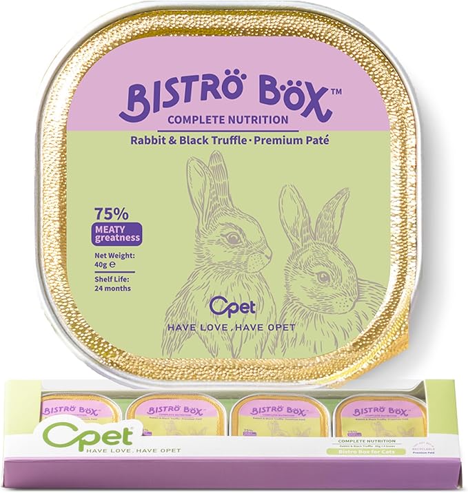 OPET Wet Cat Food Pate, Grain Free Wet Pate, Balanced Recipe Cat Can Food, Rabbit Flavor 1.41 Ounce Pack of 4