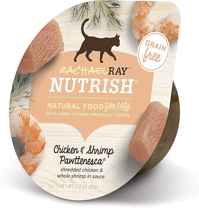 Rachael Ray Nutrish Natural Wet Cat Food, Chicken & Shrimp Pawttenesca Recipe, 2.8 Ounce Cup (Pack of 12), Grain Free