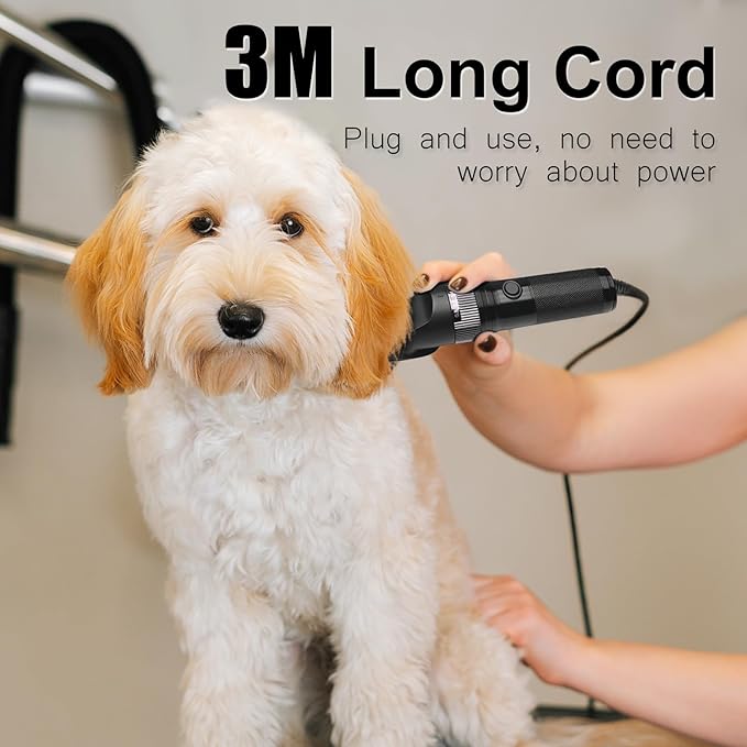 Dog Clippers for Grooming, 12V Professional Dog Clippers,Heavy Dutt Corded Pet Hair Trimmer Pet Trimmer for Thick Hair with Guard Combs Brush