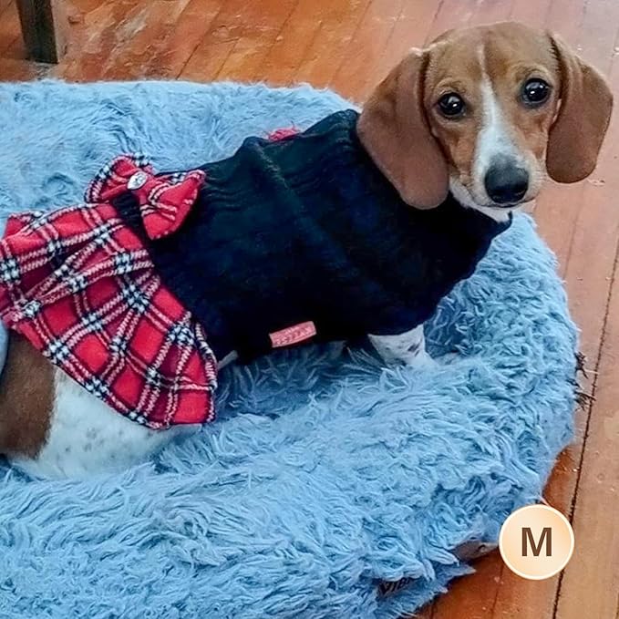 KYEESE Dog Sweater Stretchy Knitwear Pet Sweater Dress Thick Dog Sweaters for Small Dogs Male Warm Pullover Pet Coats Comfy Dogs Clothes with Bowtie Soft Turtleneck Cat Sweaters, Black, Medium