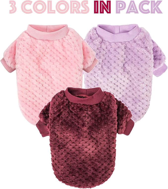 Dog Sweater, Dog Sweaters for Small Dogs, 2, 3 Pack Warm Soft Pet Clothes for Puppy, Medium Large Cat, Dogs Girl or Boy, Dog Shirt for Winter Christmas (Pink+Purple+Red, X-Large)