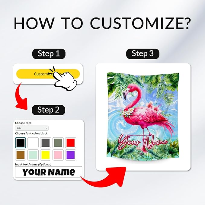 Girls Blanket Personalized Flamingo Blankets Gifts - Flannel Soft Throws for Room Decor/Couch/Sofa - 4 Sizes