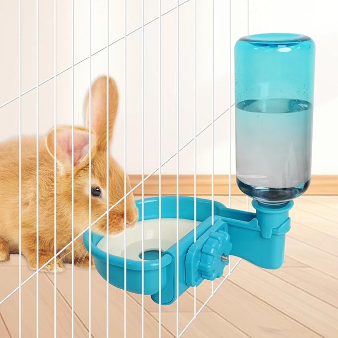VANNON 16oz Pet Water Bottle, Gravity Dog Water Bowl Dispenser for Cage, Anti-Overflow Water Dispenser for Small Dogs, Cats, Rabbits and Other Small Animals, BPA Free, Gradient Blue