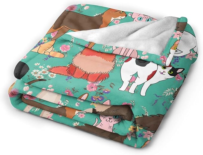 Cat Gifts Blanket 80"X60" Bed Throw Blanket Soft Lightweight Cozy Warm Blankets for Kids Teens Men Women