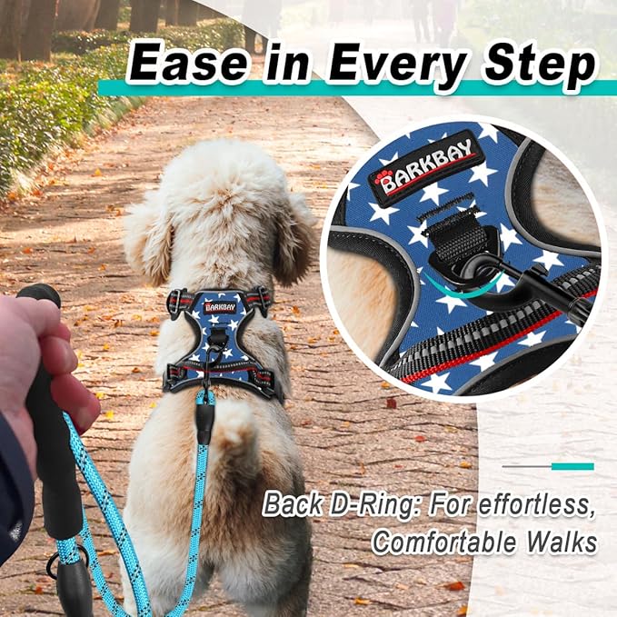 BARKBAY Dog Harness No Pull for Small Dogs - Adjustable, Reflective, Comfortable, No Choke, Heavy-Duty - Perfect for Outdoor Training, Walking, and Hiking - Strong & Durable - XS & Star