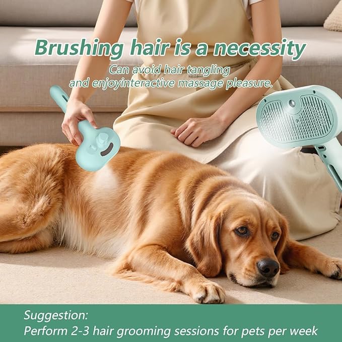 Pet Steam Brush for Dog and Cat,3 in 1 Spray Hair Removal Comb,Steam for Shedding & Grooming,Water Brush for Long and Short Haired Pets Remove Tangled Loose Hairs (White)