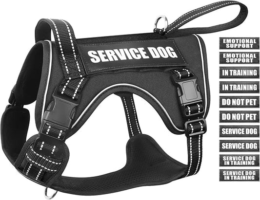 WINSEE Tactical Dog Harness, No Pull Dog Harness for Medium Large Dogs with Handle & Molle, Military Service Dog Vest Harness in Training Pet Harness for Small Dogs