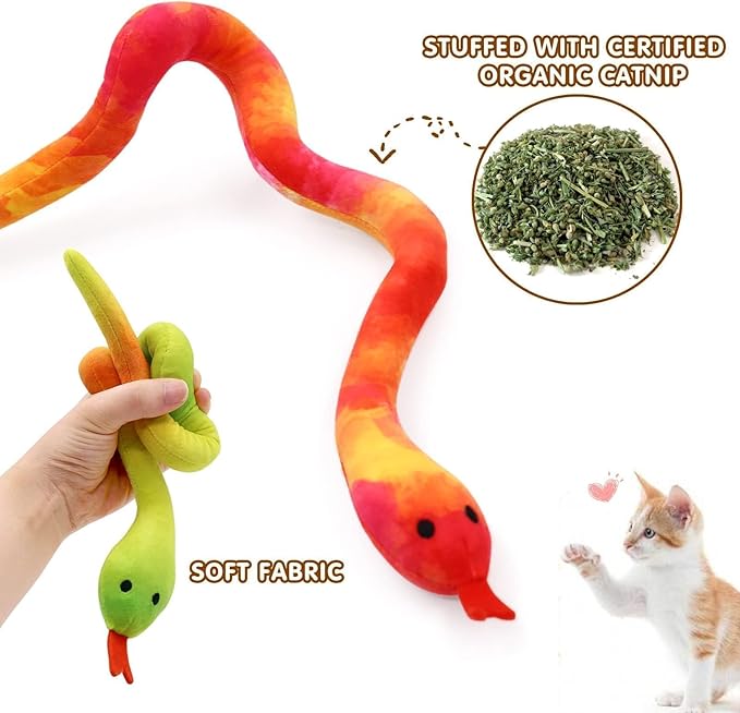 CiyvoLyeen 5 Pack Snake Cat Toys Catnip Toys for Indoor Cats Kitten Supplies Interactive Snakes Cat Toy Birthday Gift for Cat Lovers Dental Health Chew Toy