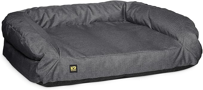 K9 Ballistics Tough Bolster Nesting Pillow Sofa Dog Bed with Removable Washable Cover - Durable, Water Resistant with Nonskid Bottom - Large, Titanium Premium Finish