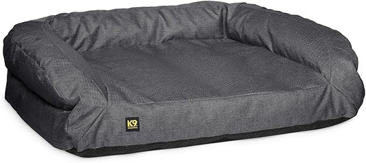 K9 Ballistics Tough Bolster Nesting Pillow Sofa Dog Bed with Removable Washable Cover - Durable, Water Resistant with Nonskid Bottom - Large, Titanium Premium Finish