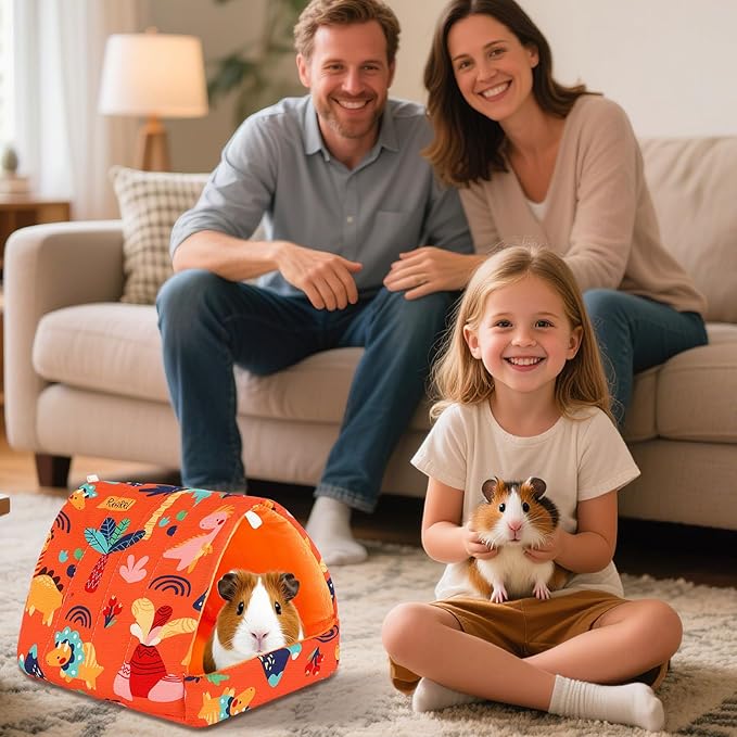 UPINS 2 Pack Guinea Pig Bed, Guinea Pig Hideout Washable Small Animal House Cage Accessories for Dwarf Rabbits Chinchillas Hamsters Hedgehogs Ferrets Bearded Dragons and Rats