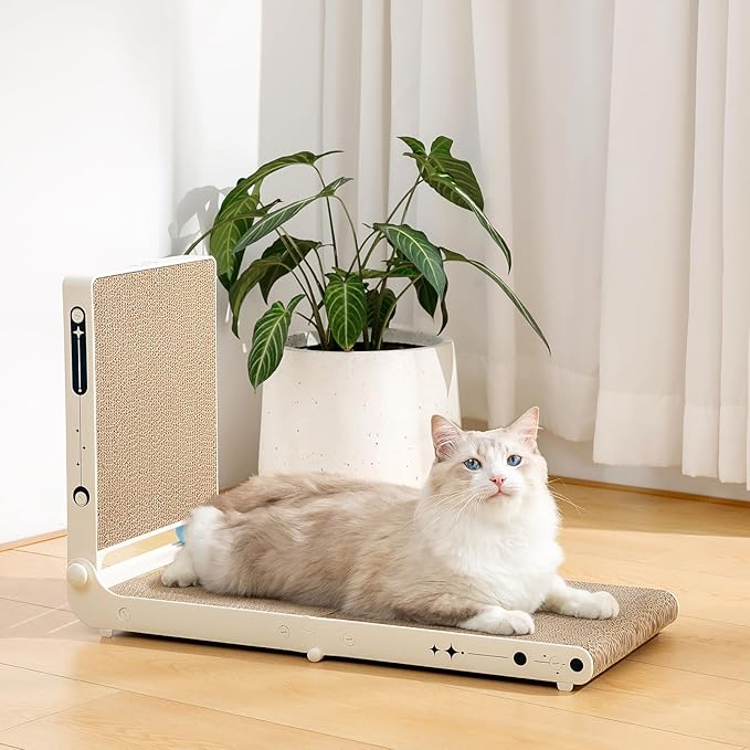 Cat Scratcher, 25.3 Inch Double Sided L Shape Cat Scratching Board, No Assembly Cat Scratch Pads with Ball Toy, Cat Scratchers for Indoor Cats & 3X Catnip, Large