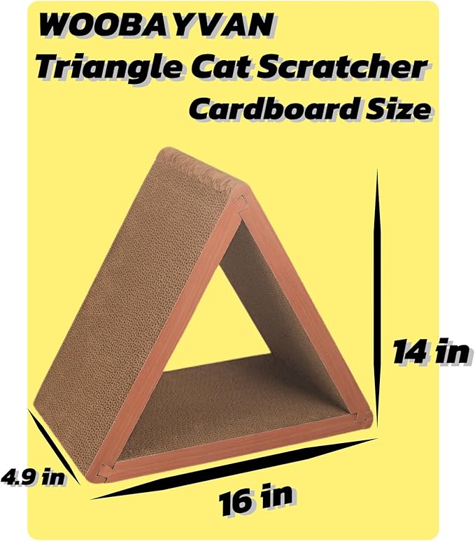 Cat Scratcher Cat Scratching Board - Foldable - Triangle, 6 Usable Sides Scratchers for Indoor Cats, Vertical Cat Scratch Pads