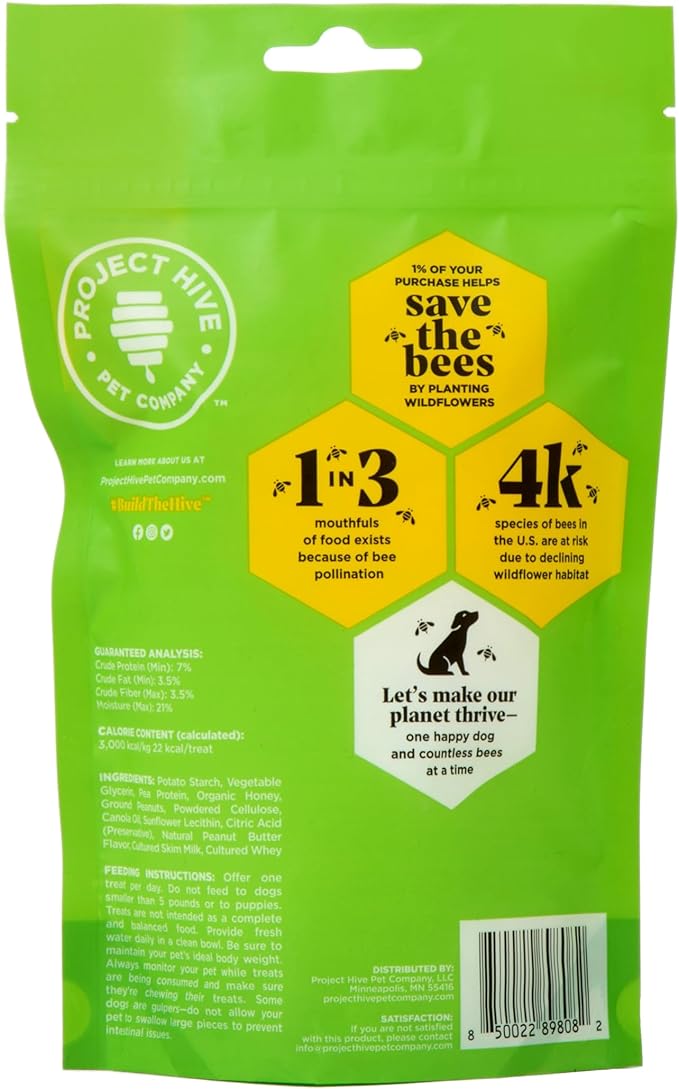 Hive Chew Stick Treats for Small Dogs Ñ Healthy, Non-GMO Project Verified, Natural Peanut Butter Flavored, Natural, Vegetarian Chews, Made in The USA (Chew Sticks, Small Breeds)
