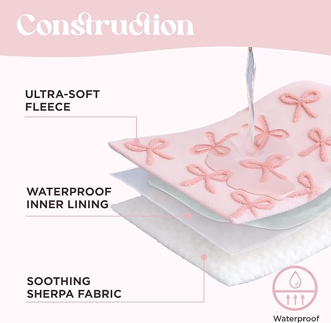 Lesure Waterproof Puppy Blanket for Small Dogs - Washable Double Sided Dog Blankets with Warm Jacquard Shag and Soft Sherpa Fleece, Pet Cat Blanket for Couch Protection, Bow Design,Pink Taffy