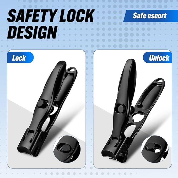 German Nail Clippers, Premium Stainless Steel Wide Jaw Anti Splash Design,Ultra Sharp Heavy Duty Clippers with Ergonomic Lever,Perfect for Men,Women, and Seniors(2 Pack)