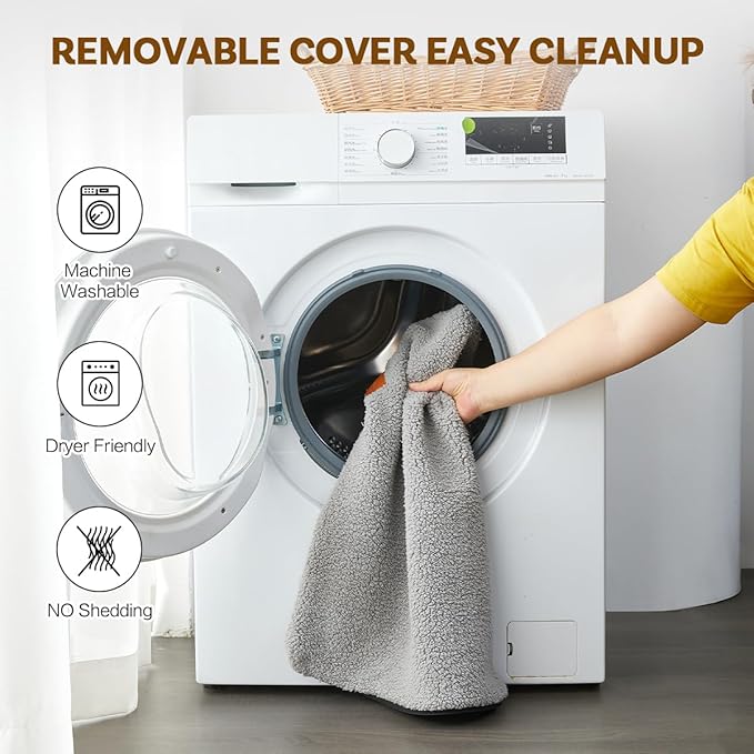 Self Warming Cat Bed Self Heating Pad 24 x 18 inch Thermal Pet mat for Indoor Outdoor Pets Double Filled Cat Mat with Washable Removable Cover Non-Slip Bottom (Light Gray)