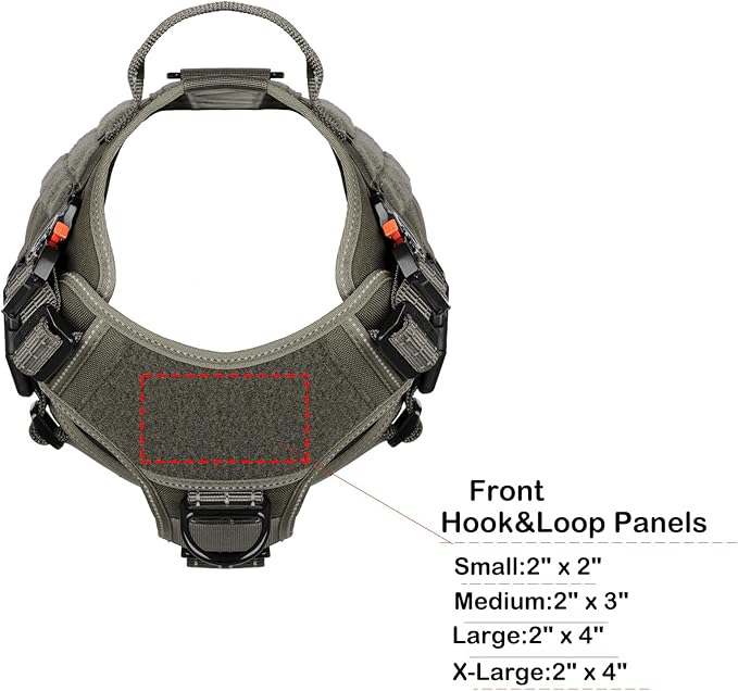 ICEFANG Tactical Dog Harness, Large Size,2X Metal Buckle,Working Dog MOLLE Vest with Handle,No Pulling Front Leash Clip,Hook and Loop Panel (Green,L (Pack of 1))