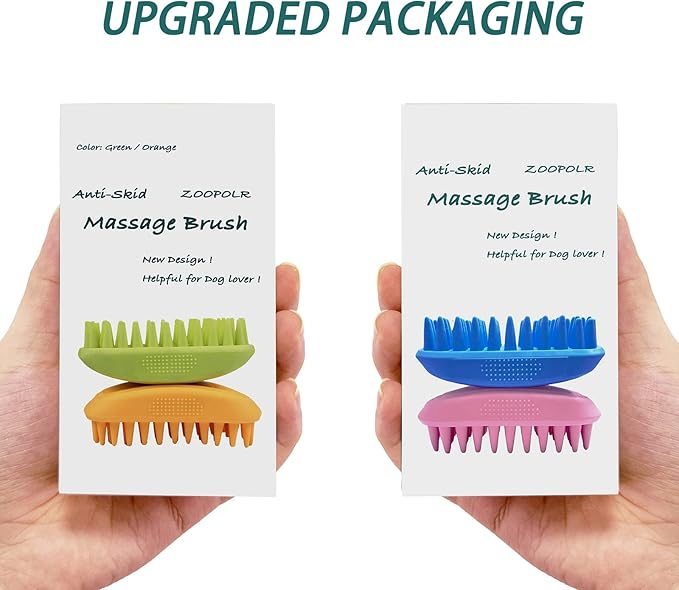 Pet Silicone Shampoo Brush for Long & Short Hair Medium Large Pets Dogs Cats,Shower Wash Curry Brush,Dog hair Products Accessories Dog Back Massage for Long & Short Hair Small Large Pets Dogs(Green)