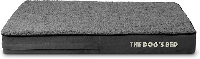 The Dog’s Bed Orthopedic Memory Foam Dog Bed, Dark Grey Plush Medium, Pain Relief for Arthritis, Hip & Elbow Dysplasia, Post Surgery, Lameness, Supportive, Calming, Waterproof Washable Cover