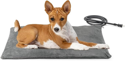 NICREW Pet Heating Pad for Dogs and Cats, Heated Dog Bed with Steel-Wrapped Cord and Soft Fleece Cover, 27.5 x 15.7 Inch, 50 Watts