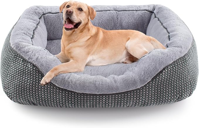 INVENHO Large Dog Beds Large Sized Dog Washable, Orthopedic Warming Soft Sleeping Puppy Bed Durable Pet Bed with Anti-Slip Bottom L(35"x25"x10")