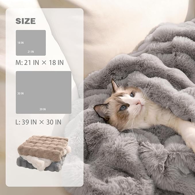 Dog Blanket Ultra Soft Fuzzy Faux Fur Cat Blankets for Indoor Cats Ultra Soft Plush Faux Fur Machine Washable Reversible Pet Throw Protector for Couch Furniture 39"X 30" Grey