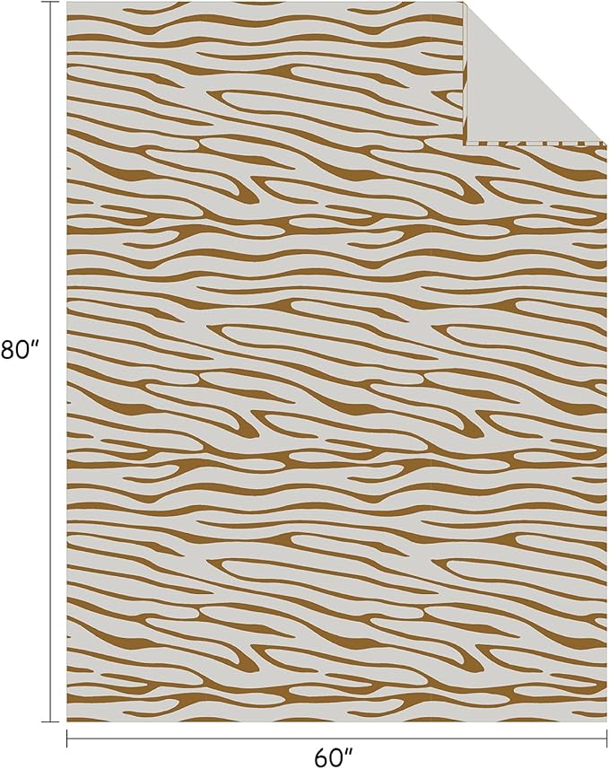 FY FIBER HOUSE Flannel Fleece Throw Blanket, Lightweight Cozy Plush Microfiber Bedspreads for Adults,60 by 80-Inch,Brown Zebra