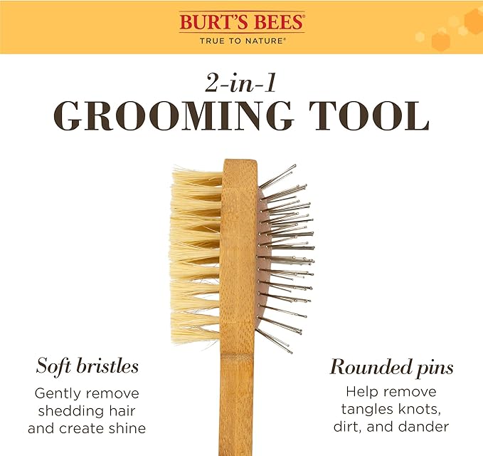 Burt's Bees for Dogs Double Sided Pin & Hemp Bristle Dog Brush