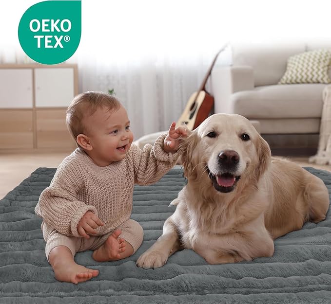 Waterproof Dog Blanket, Luxury Plush Washable Large Dogs Blankets for Couch Protection, Super Soft Calmingm Pet Blanket for Indoors (Grey, 40"x50")