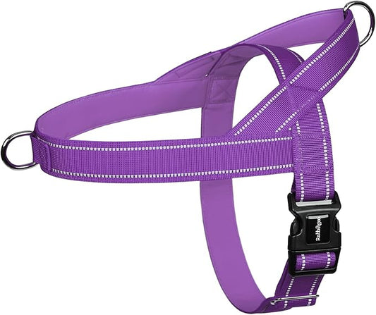 rabbitgoo Dog Harness No Pull, Quick Fit for Large Dogs with Soft Padded Handle, Chest Adjustable Reflective Pet Vest, No Choke Escape Proof for Walking Training, Purple XL