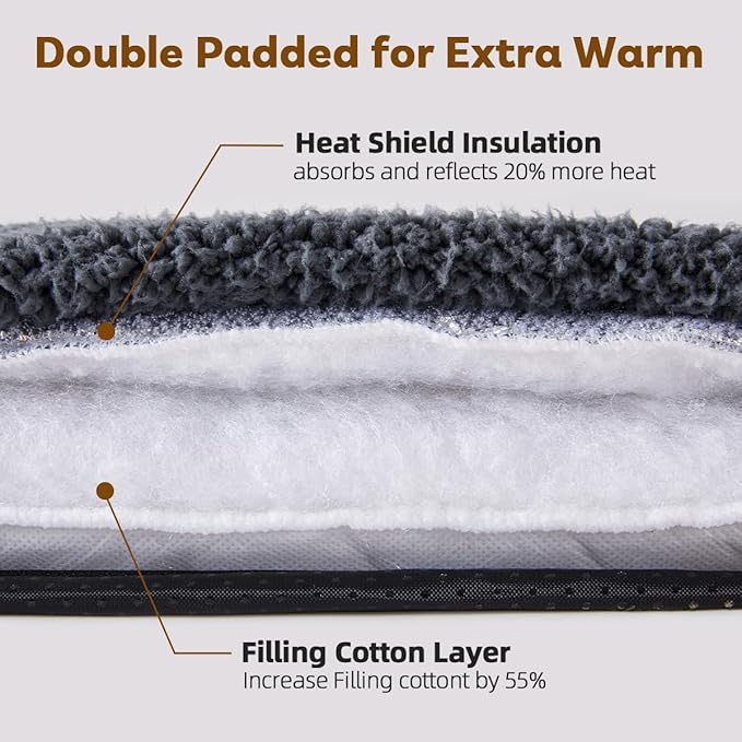 Self Warming Cat Bed Self Heating Pad 24 x 18 inch Thermal Pet mat for Indoor Outdoor Pets Double Filled Cat Mat with Washable Removable Cover Non-Slip Bottom (Dark Gray)