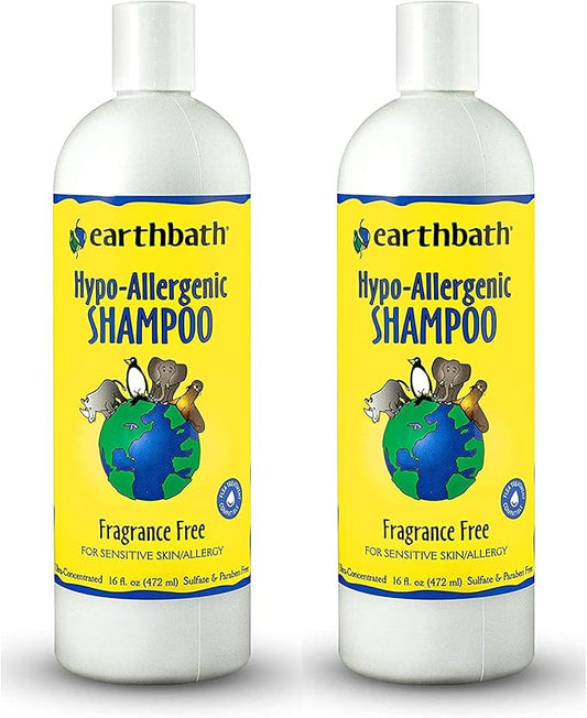 earthbath, Hypoallergenic Dog Shampoo - Fragrance Free Dog Shampoo for Allergies and Itching, Made in USA, Cruelty Free Dog Wash, Gentle Puppy Shampoo, Soothing Cat Shampoo - 16 Oz (2 Pack)
