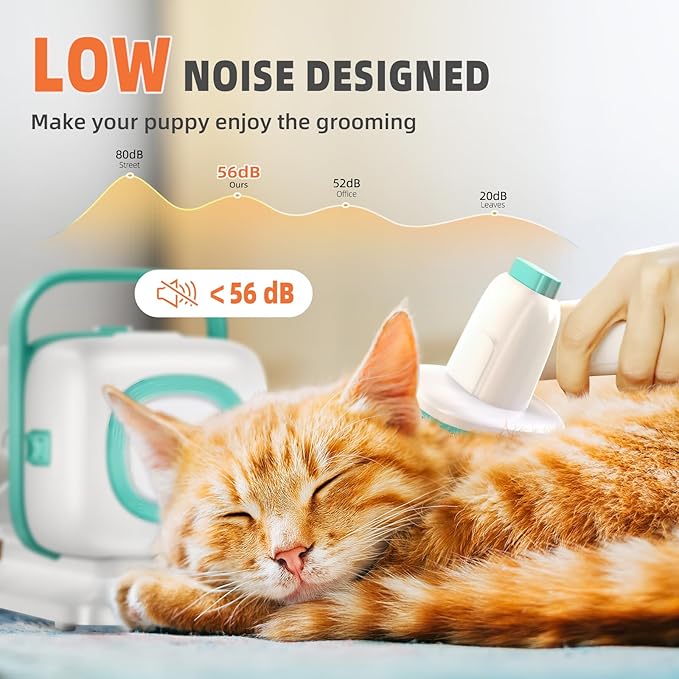 Dog Grooming Vacuum, Dog Vacuum for Shedding Grooming, Low Noise Quiet Dogs Pet Fur Hair Remover Kit, 15kpa Cat Groomer Shedding Brush Attachment Home Cleaning Supplies Set