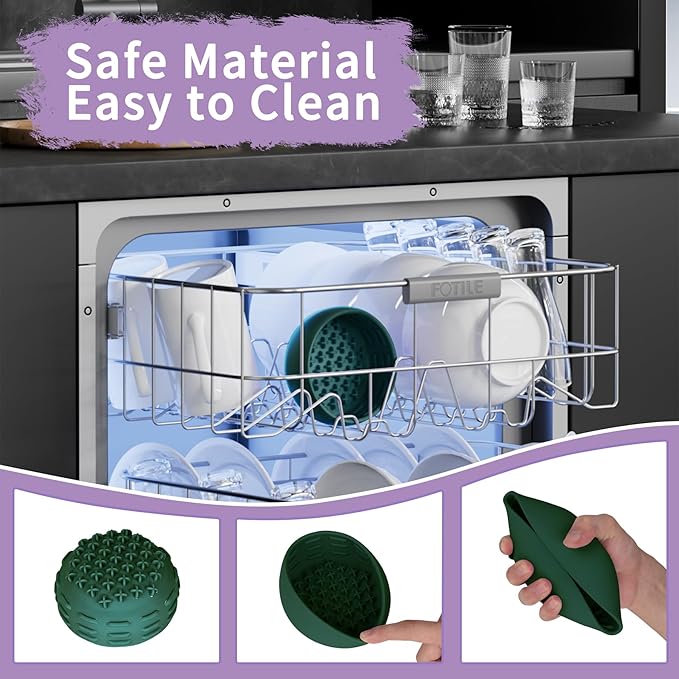 Deep Green Slow Feeder Dog Bowl for Large Breed & Puppies - Prevents Bloat & Improves Digestion - Non-Slip Dog Puzzle Toy with Suction, Made of Food-Grade Silicone