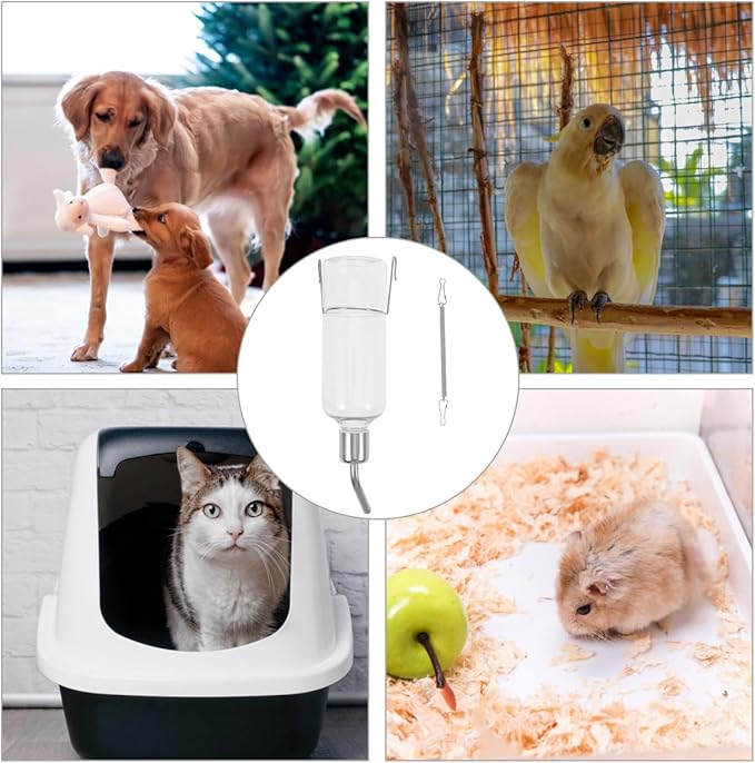 Animal Cage Cat Tree Hamster Dispenser Water Bottle Dog Kennel Water Bowl Bunny Cages Automatic Water Bottle Food Feeder Parrot Water Feeder Puppy Rabbit Food Travel Pet Tableware