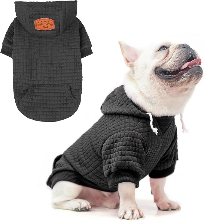BEAUTYZOO Dog Hoodie for Small Medium Large Dogs, Winter Fall Warm Dog Clothes for Puppy S M Sized Dogs Girl Boy, Dog Sweater Shirt Hoodies with Pocket Bulldog Pitbull Cat Clothing Coat- Black