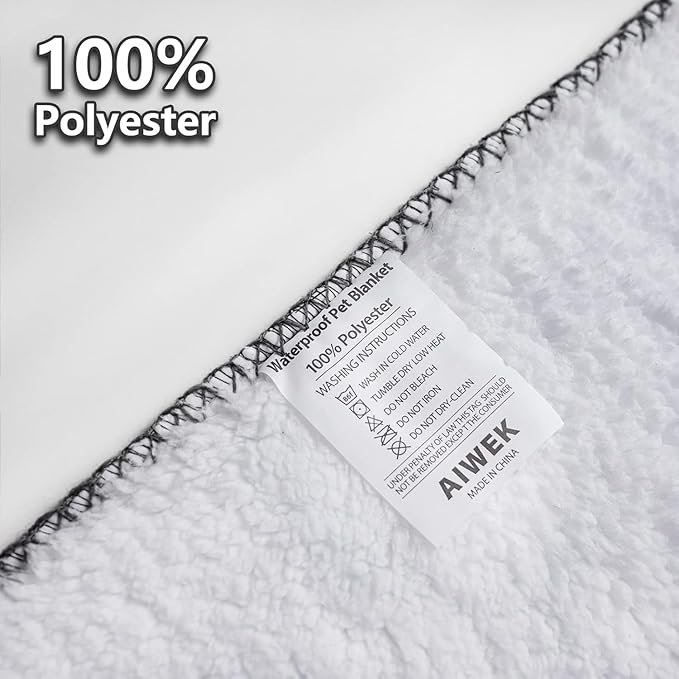 Waterproof Dog Blanket, Pattern Printing Super Soft Warm Fluffy Facecloth Sofa Car Bed Protector, Urine Proof Washable Outdoor Pet Blanket for Puppy Large Dogs & Cats(paw & Bone40*30) Blue