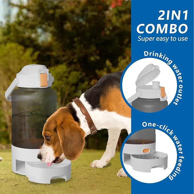 Dog Water Bottle Portable, 52oz Dog Travel Water Bottle, Dogs Water Dispenser for Camping Outdoor Walking Hiking (Gray)