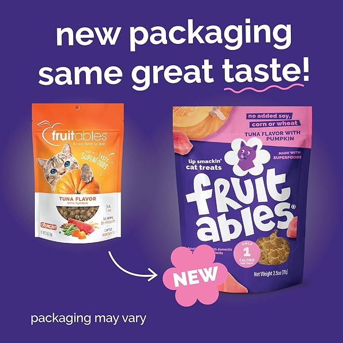 Fruitables Cat Treats Crunchy Cat Treats, Healthy Low Calorie Kitten Snacks, Made Without Wheat, Corn and Soy, Kitten Essentials, Made with Real Tuna and Pumpkin, 30 Ounces