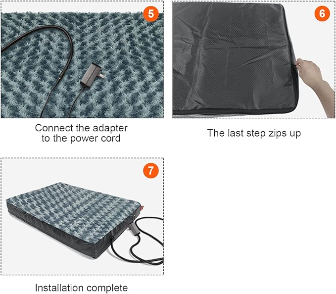 Heated Dog Bed with12V~24V Safe Voltage, Electric Heating Arthritis Orthopedic Dog Bed with Thickened Memory Foam, Heated Pet Bed with Waterproof Cover for Medium Dogs, Large Dogs (Medium)