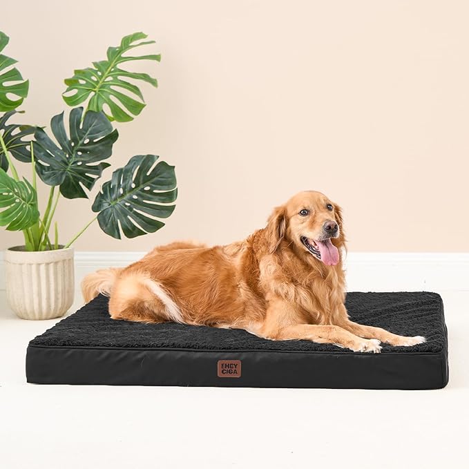 EHEYCIGA Orthopedic XL Dog Beds for Extra Large Dogs with Removable Washable Cover for Crate, Black, 41x27